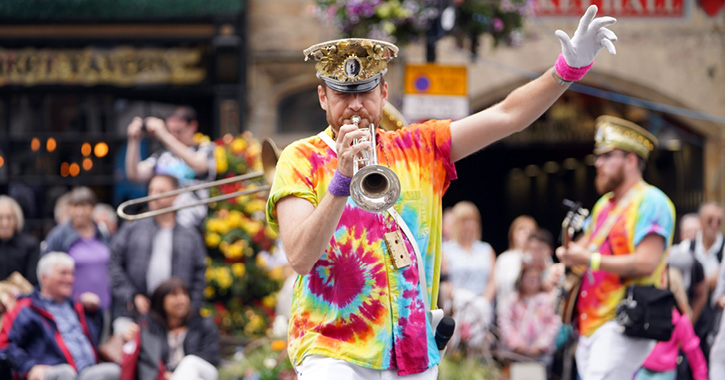 Mr Wilson's second liners perform in Durham City market place